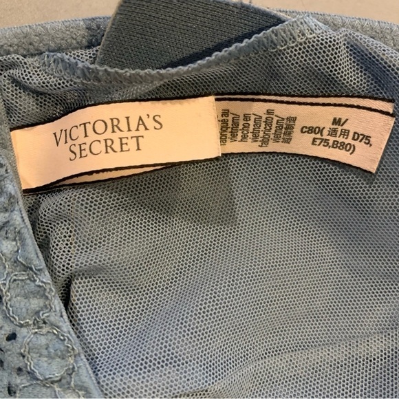 VICTORIA’S SECRET Lace Triangle Boho Racerback Bralette Baby Blue medium - Picture 4 of 5